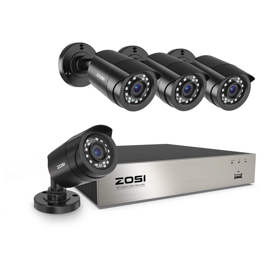 3K Lite H.265+ Home Security Camera System,5Mp Lite 8 Channel Surveillance DVR and 4 X 1080P Weatherproof CCTV Dome Camera Outdoor Indoor with 80Ft Night Vision, Motion Alerts, NO Hard Drive